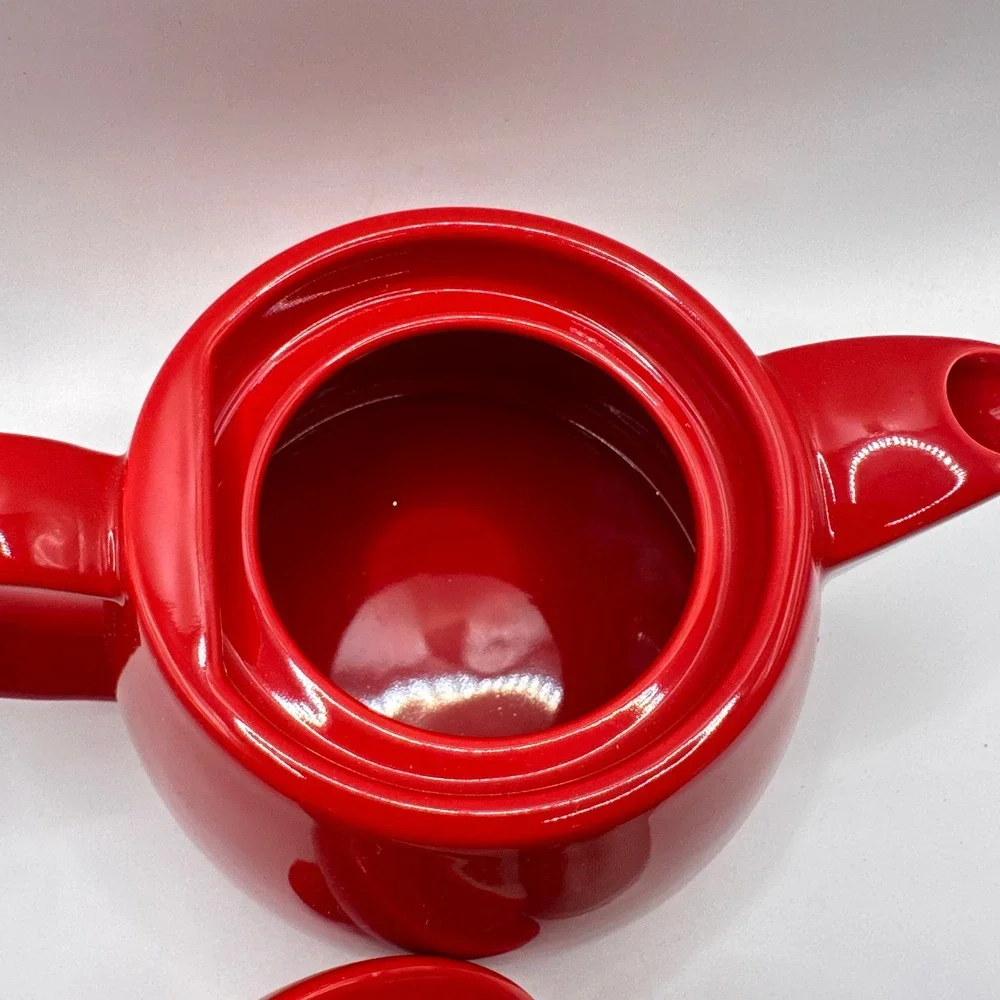 FORLIFE Stump Teapot Red Ceramic with Stainless Steel Infuser 18oz